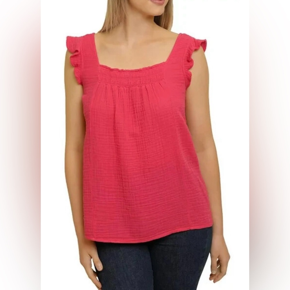 Beachlunchlounge Fuschia Flutter Sleeve Shirt